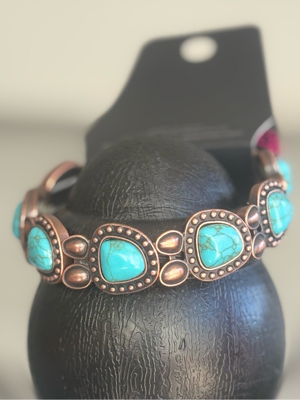 Turquoise Stone Copper Bracelet - Women's Jewelry